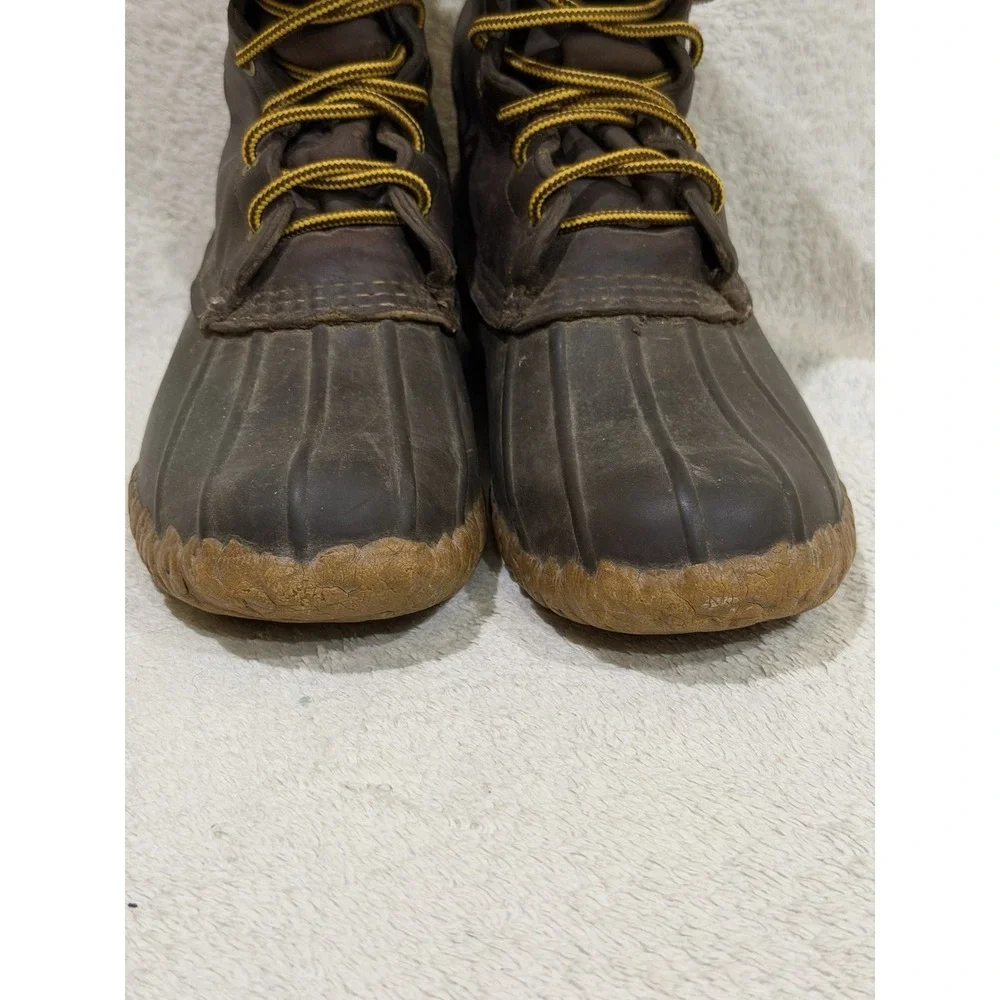 LL Bean Maine Hunting Shoe VTG Duck Boots Mens 9 M Brown Leather Rubber USA